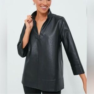 Tuckernuck TNUCK Black Faux Leather Margot Tunic Top Size XS New With Tags